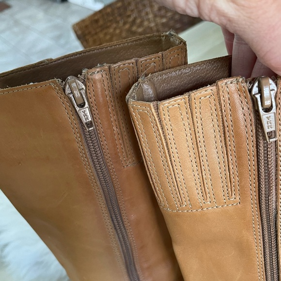 SOLD-Vintage Y2K chunky platform square toe Nine West camel leather boots - Picture 4 of 16